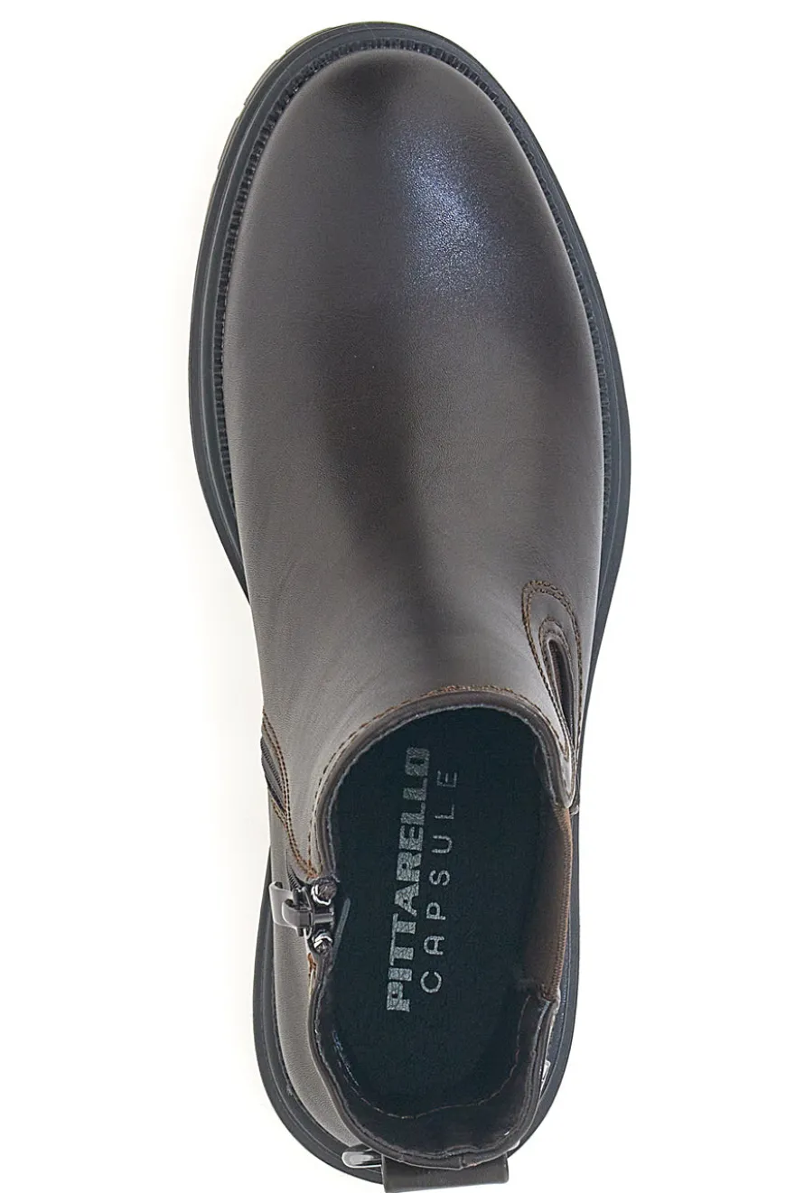 Stivaletti marroni con elastico laterale e suola carrarmato Pittarello Capsule BT23059066A