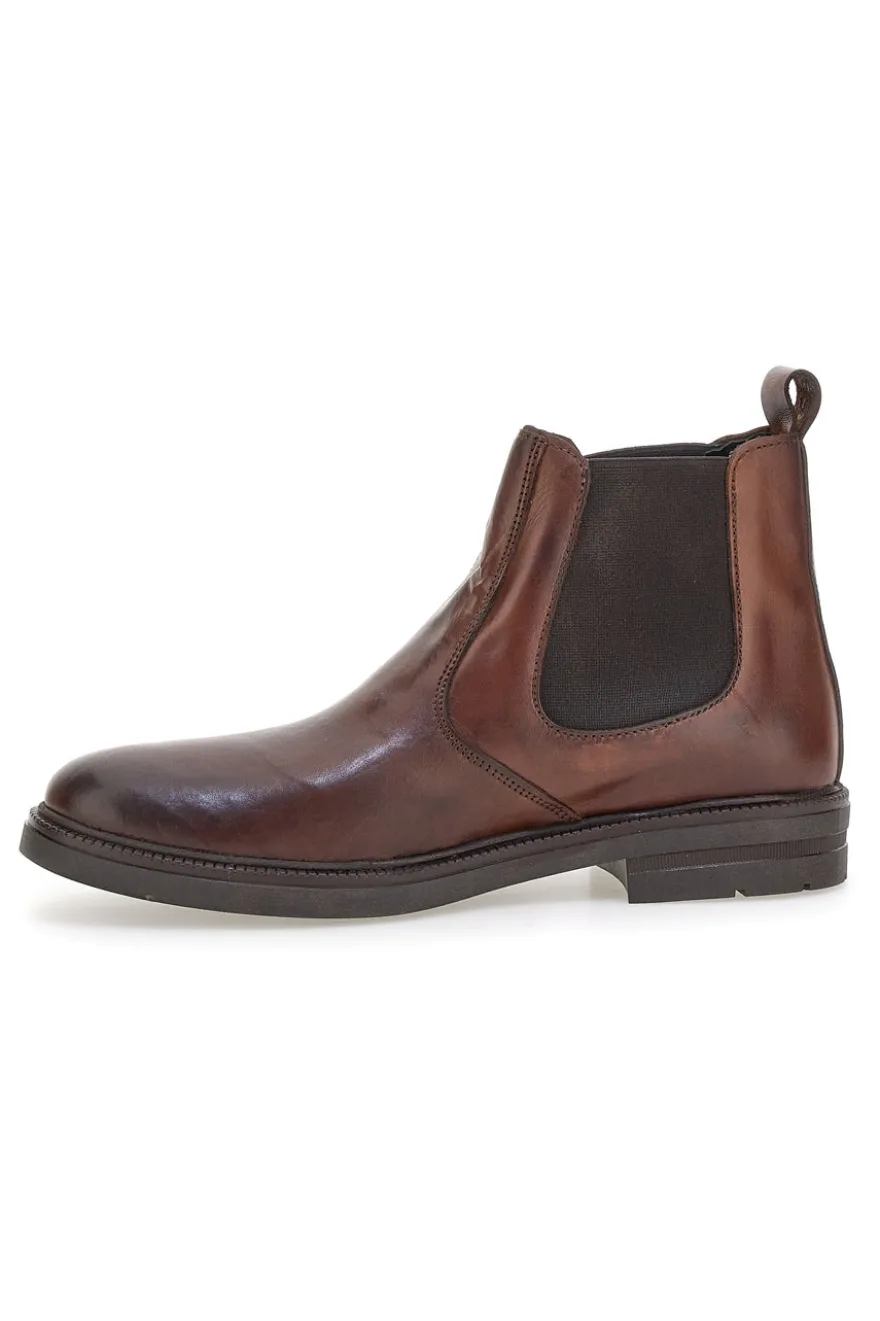 Stivaletti marroni in pelle con inserti elasticizzati Pittarello Focus 042