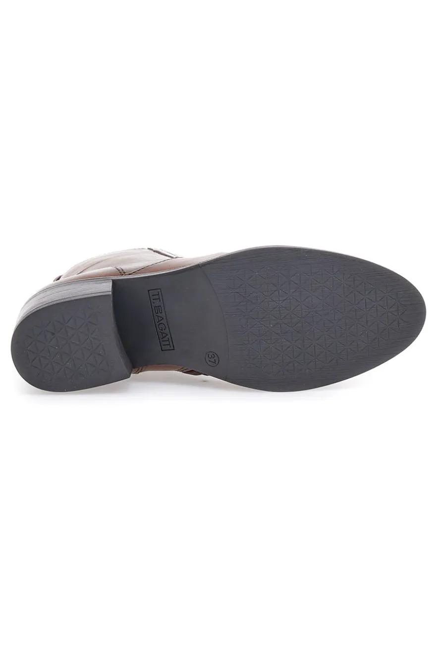 Stivaletti marroni in pelle caldi con zip Bagatt D15AMQ314000