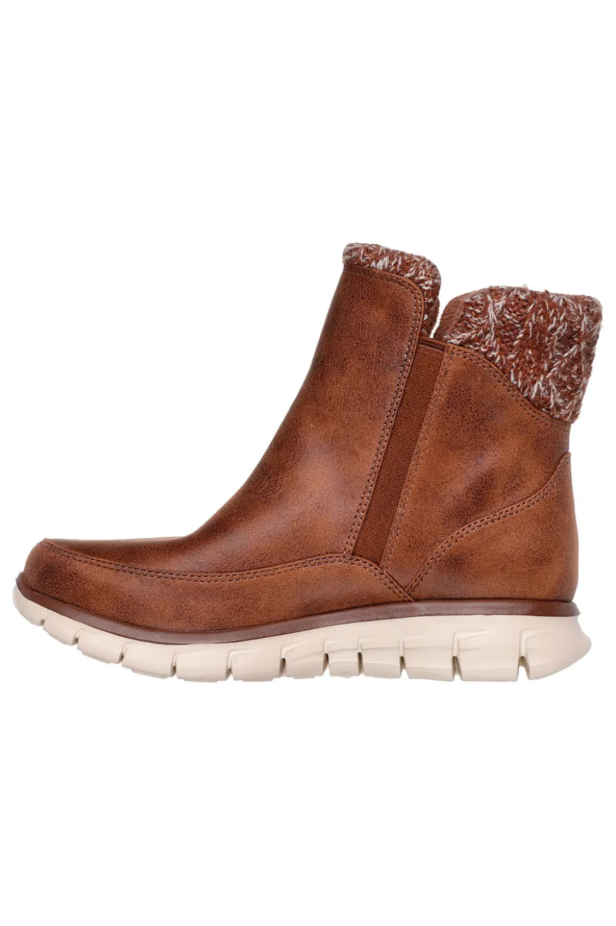 Stivaletti marroni in vegan leather con Warm Tech Memory Foam Skechers Synergy Lovely Collab