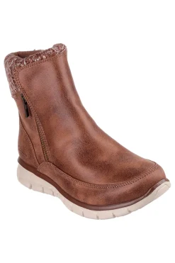 Stivaletti marroni in vegan leather con Warm Tech Memory Foam Skechers Synergy Lovely Collab