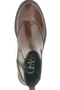 Stivaletti marroni in vera pelle con lavorazione brogue Pittarello class 682