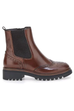 Stivaletti marroni in vera pelle con lavorazione brogue Pittarello class 682