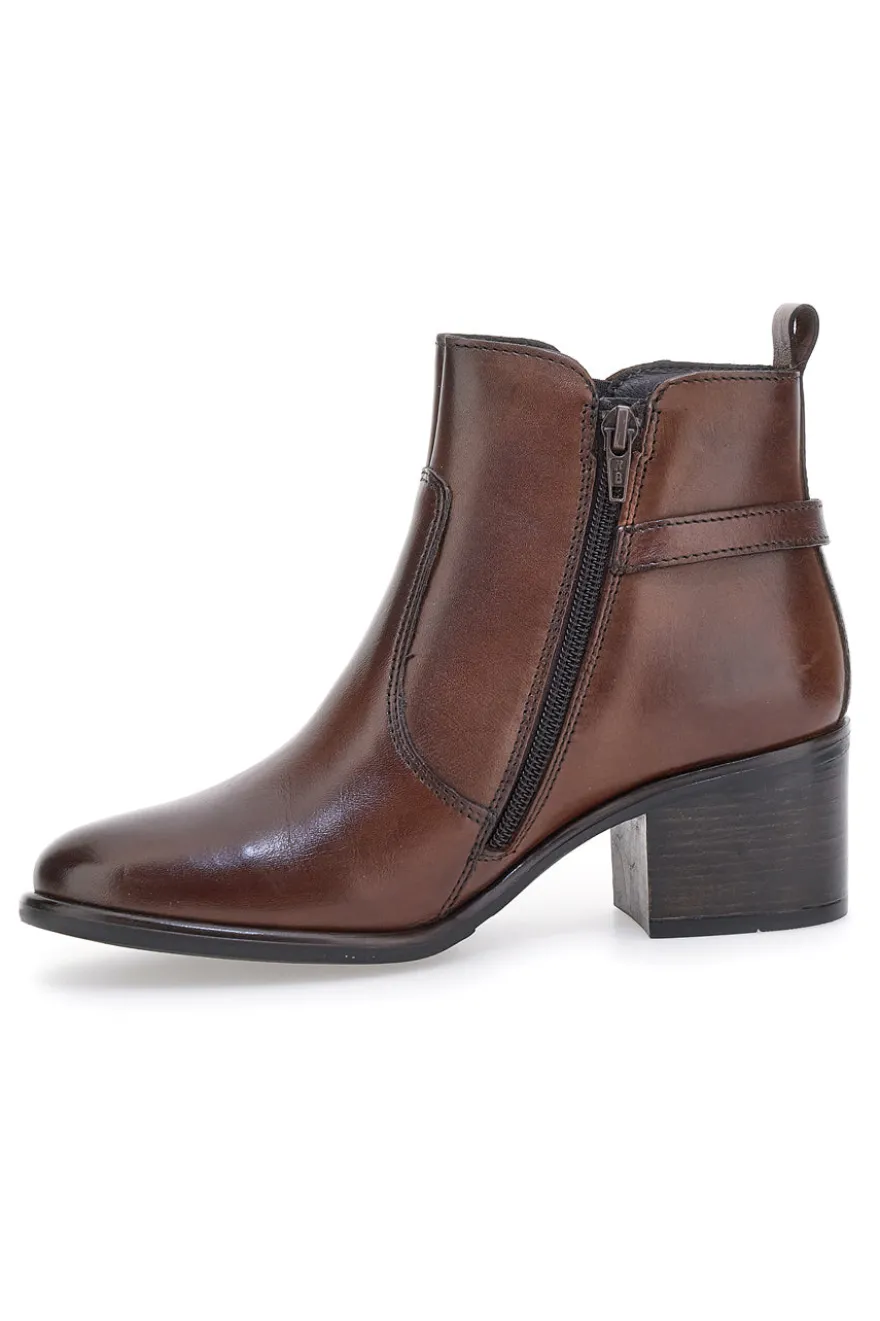 Stivaletti marroni in vera pelle con doppia fibbia Pittarello class 1976