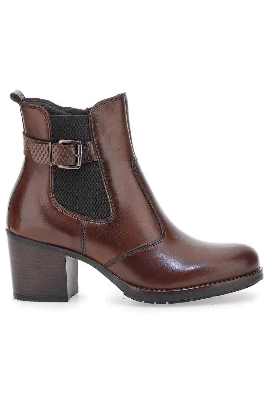 Stivaletti marroni in vera pelle con tacco a blocco PITTARELLO CLASS 3047