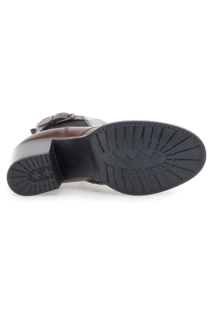Stivaletti marroni in vera pelle con tacco a blocco PITTARELLO CLASS 3047
