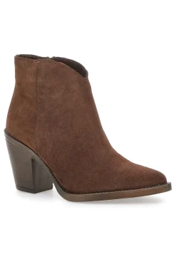 Stivaletti marroni scamosciati in vera pelle con tacco alto squadrato Pittarello glam 6326400