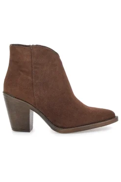 Stivaletti marroni scamosciati in vera pelle con tacco alto squadrato Pittarello glam 6326400