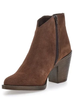 Stivaletti marroni scamosciati in vera pelle con tacco alto squadrato Pittarello glam 6326400