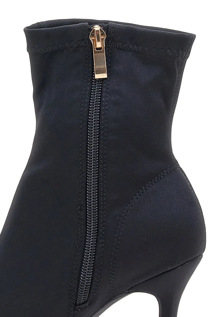 Stivaletti neri a calza con tacco a spillo The First P632