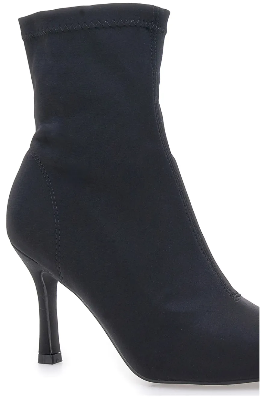 Stivaletti neri a calza con tacco a spillo The First P632