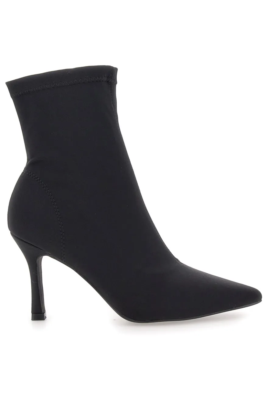 Stivaletti neri a calza con tacco a spillo The First P632
