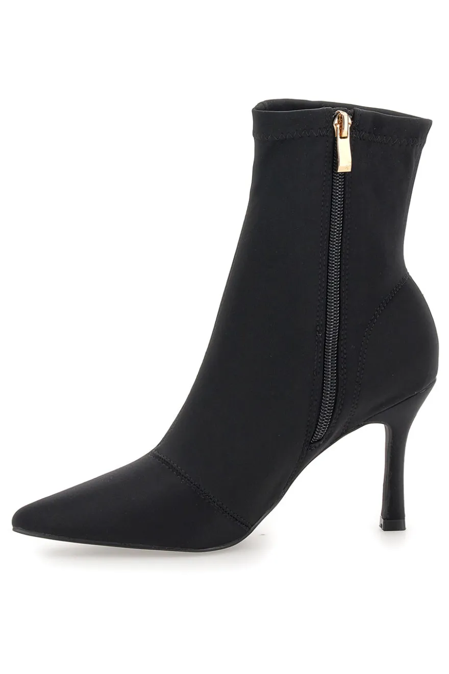 Stivaletti neri a calza con tacco a spillo The First P632