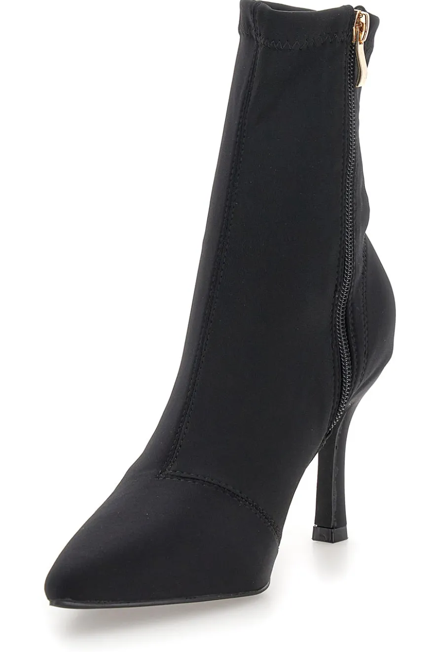 Stivaletti neri a calza con tacco a spillo The First P632