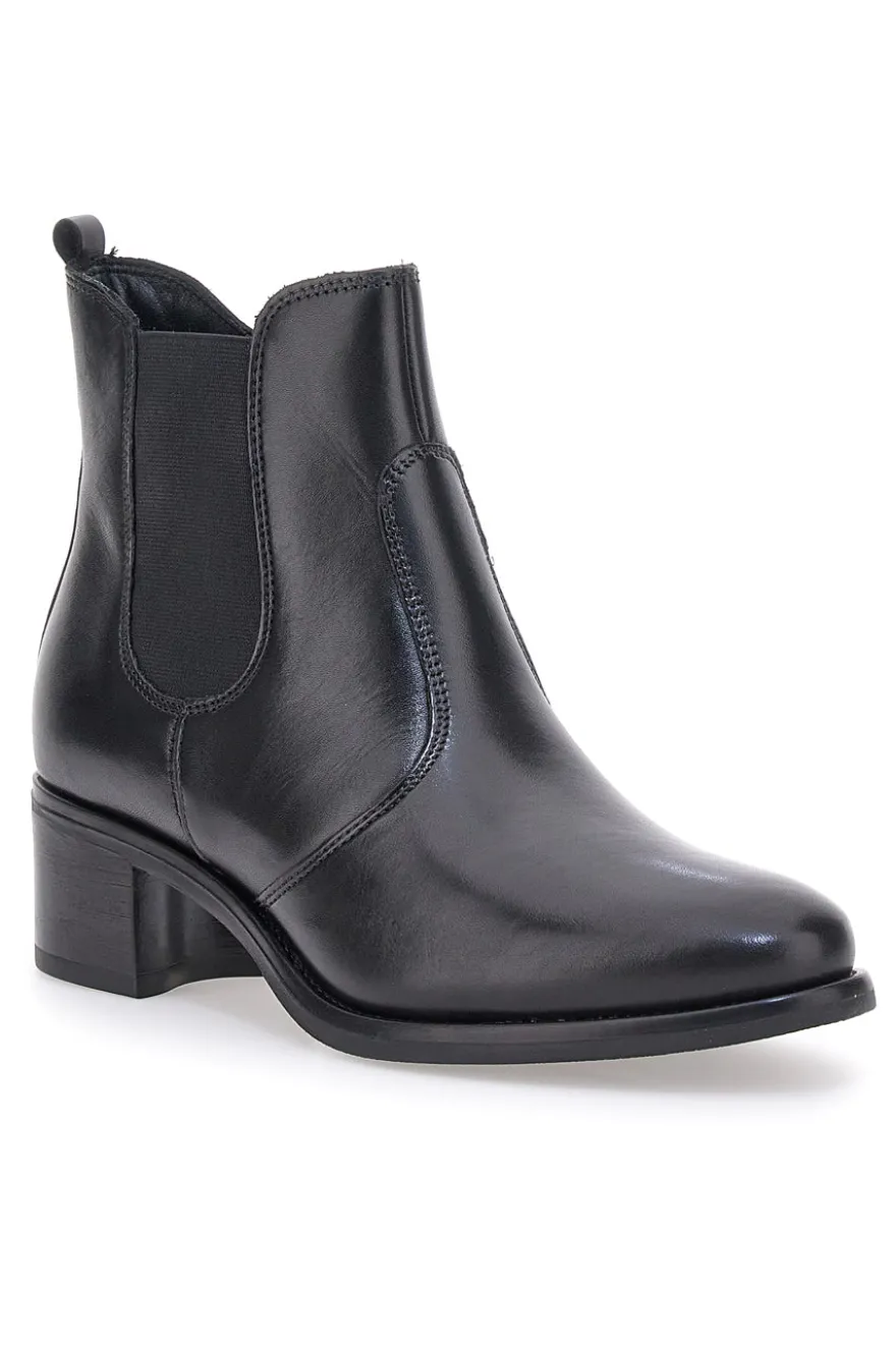 Stivaletti Neri Chelsea in Vera Pelle con Cerniera Pittarello Class 5135