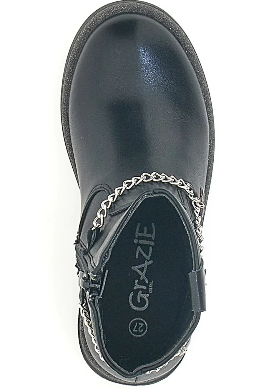 Stivaletti neri con catena decorativa e disegni GRAZIE GIRL 456833B