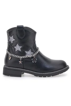Stivaletti neri con catena decorativa e disegni GRAZIE GIRL 456833B