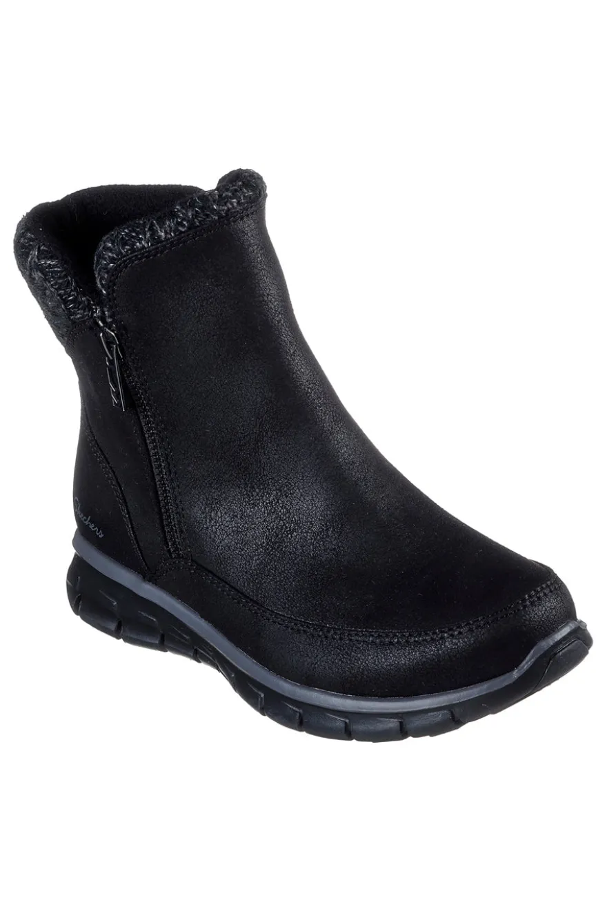 Stivaletti neri con collo lavorato e Warm Tech Memory Foam Skechers Synergy Lovely Collab