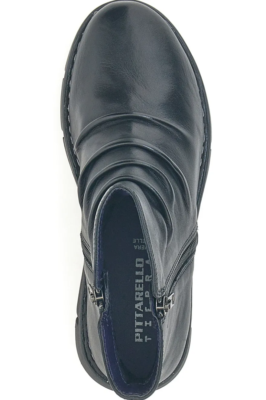 Stivaletti neri con cuciture arricciate Pittarello 24032