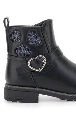 Stivaletti neri con cuori glitter e fibbia a cuore Grazie Girl 456459