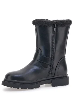 Stivaletti neri con pelliccia interna e fibbie Pitt kids SKBS1015