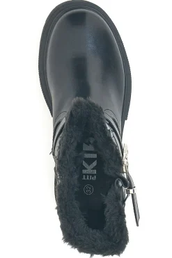 Stivaletti neri con pelliccia interna e fibbie Pitt kids SKBS1015