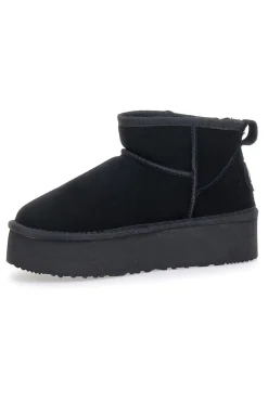 Stivaletti Neri con Pelo e Tomaia in Pelle MON DIEU WD5002SA