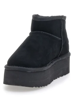 Stivaletti Neri con Pelo e Tomaia in Pelle MON DIEU WD5002SA