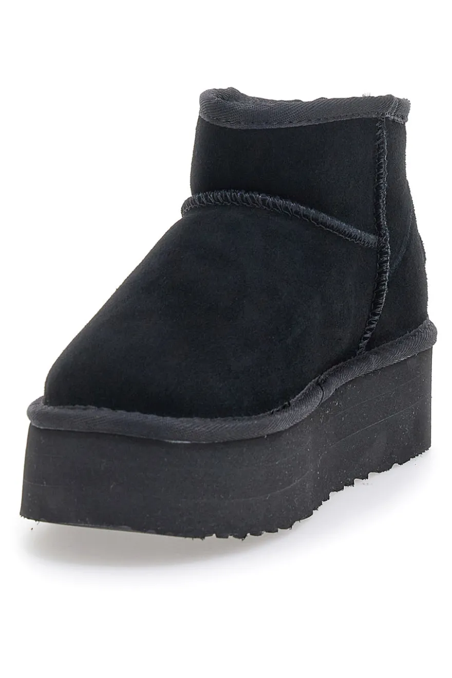 Stivaletti Neri con Pelo e Tomaia in Pelle MON DIEU WD5002SA