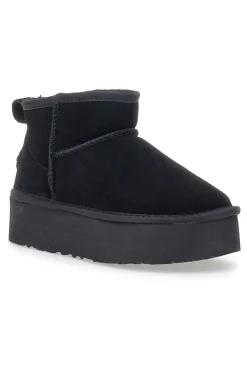 Stivaletti Neri con Pelo e Tomaia in Pelle MON DIEU WD5002SA