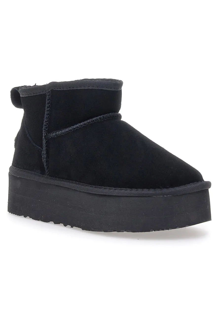 Stivaletti Neri con Pelo e Tomaia in Pelle MON DIEU WD5002SA
