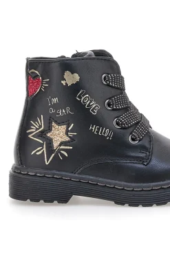 Stivaletti neri con scritte glitter Grazie 1506