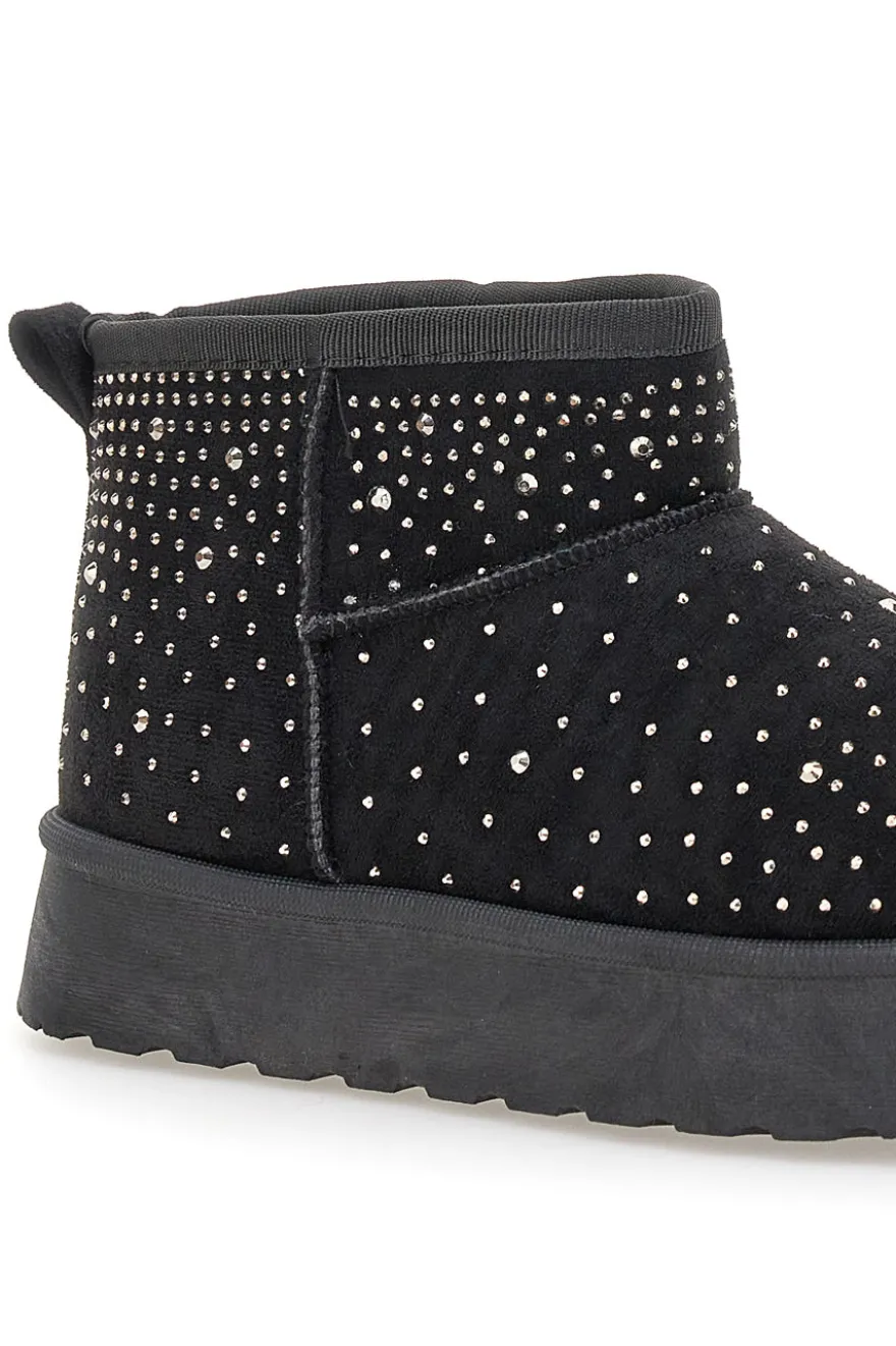 Stivaletti neri con strass e interno caldo con pelo Grazie Girls GB2030