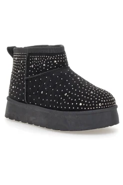 Stivaletti neri con strass e interno caldo con pelo Grazie Girls GB2030
