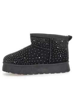 Stivaletti neri con strass e interno caldo con pelo Grazie Girls GB2030