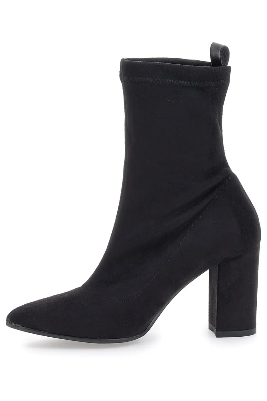 Stivaletti Neri Con Tacco 8 Cm Effetto Suede Pittarello Class 636