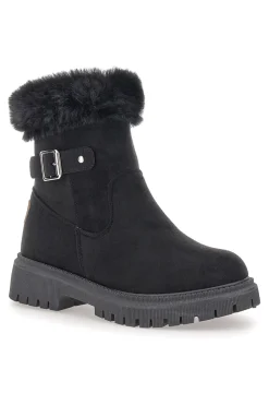 Stivaletti neri con zip laterale, fibbia e interno con pelo Carrera CAW759092020