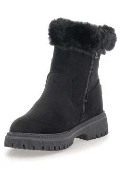 Stivaletti neri con zip laterale, fibbia e interno con pelo Carrera CAW759092020