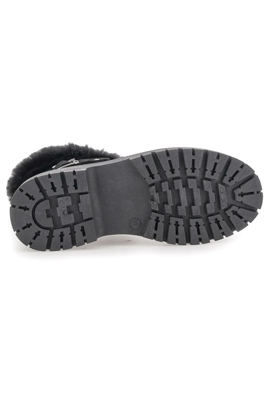 Stivaletti neri con zip laterale, fibbia e interno con pelo Carrera CAW759092020