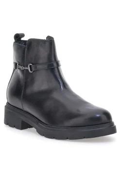Stivaletti neri in pelle con morsetto Pittarello Class 849240