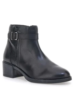 Stivaletti neri in pelle con fibbia laterale Pittarello Class 853065