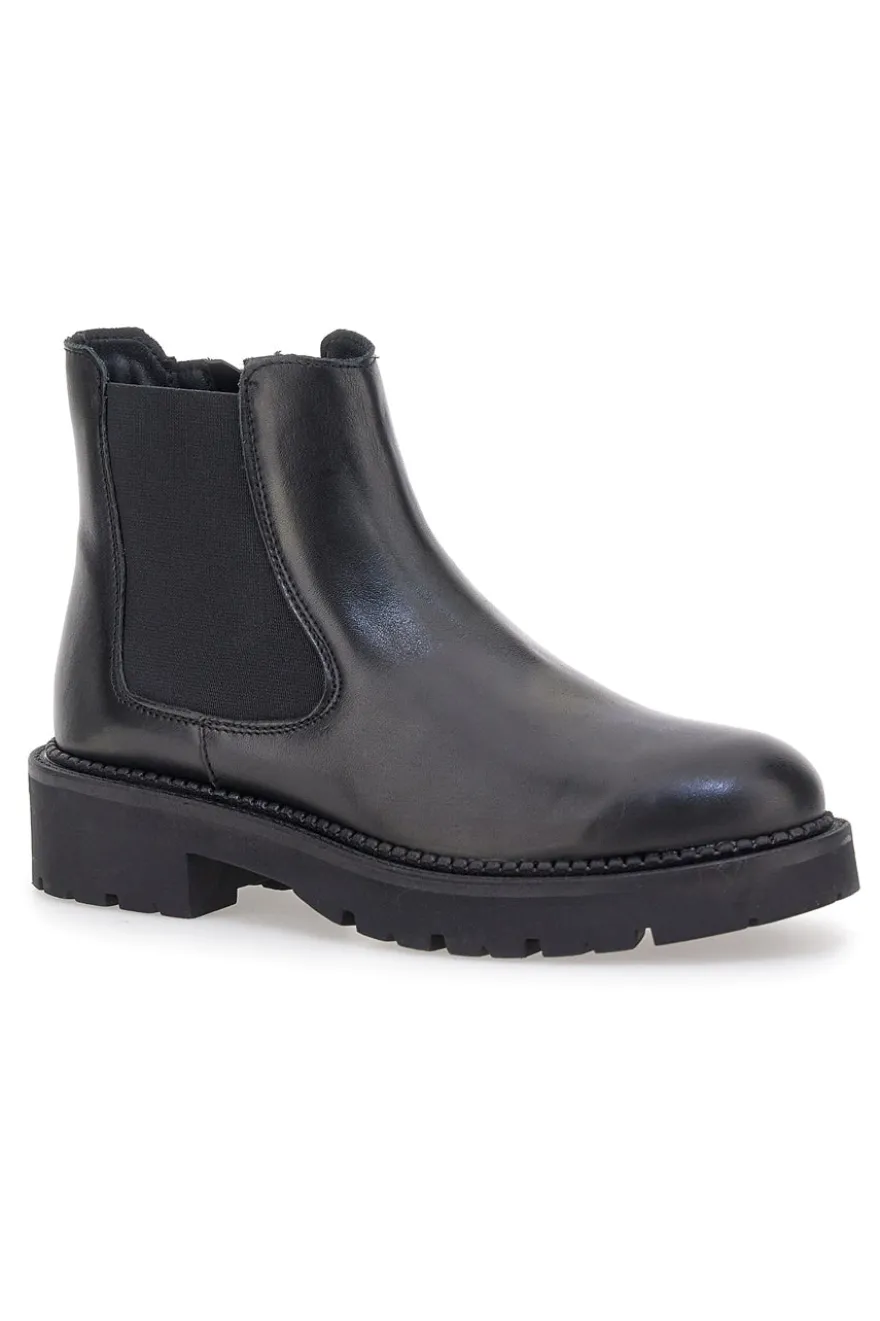 Stivaletti neri in vera pelle con suola carrarmato Pittarello glam 6436019