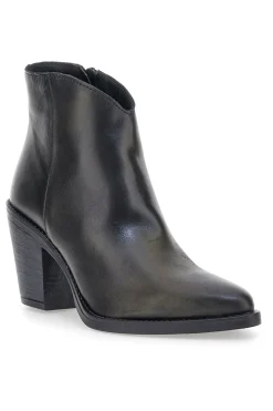 Stivaletti neri in vera pelle con tacco alto squadrato Pittarello glam 6326400