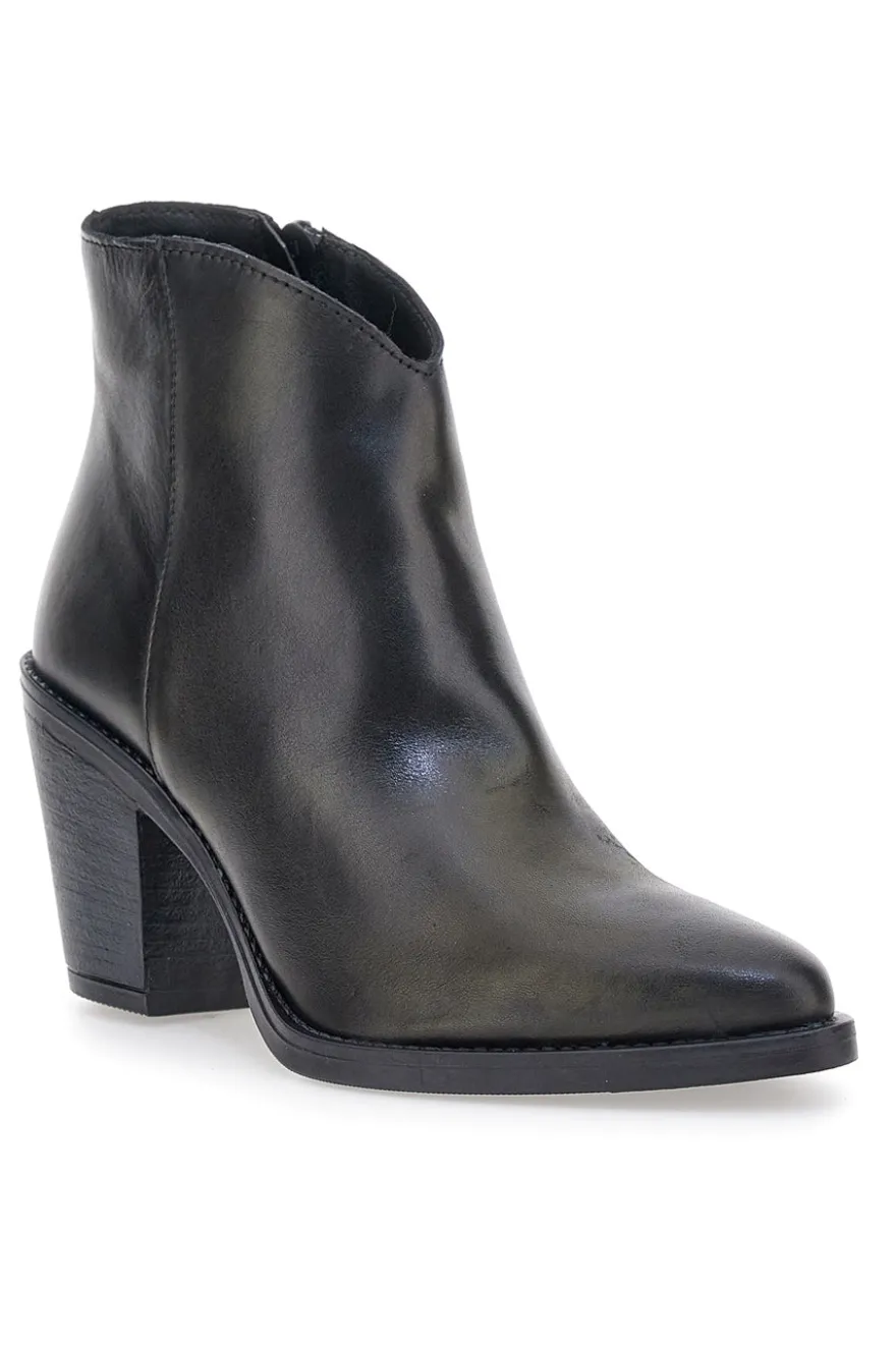 Stivaletti neri in vera pelle con tacco alto squadrato Pittarello glam 6326400