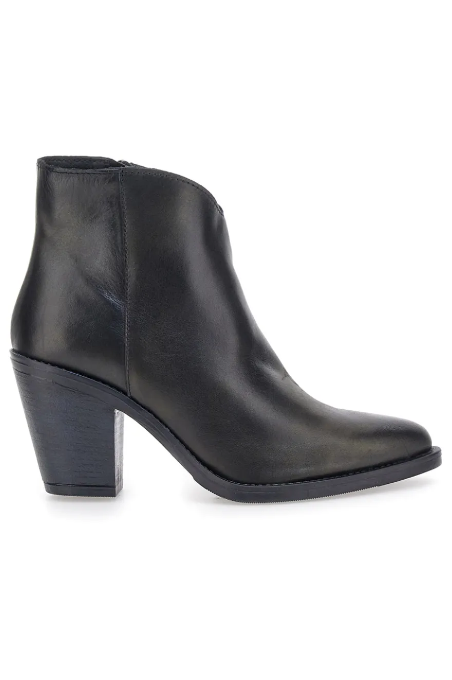 Stivaletti neri in vera pelle con tacco alto squadrato Pittarello glam 6326400