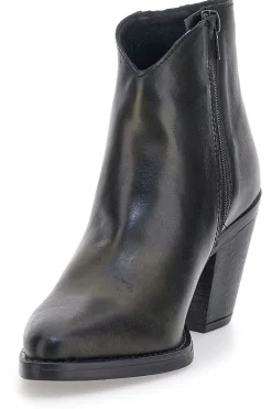 Stivaletti neri in vera pelle con tacco alto squadrato Pittarello glam 6326400