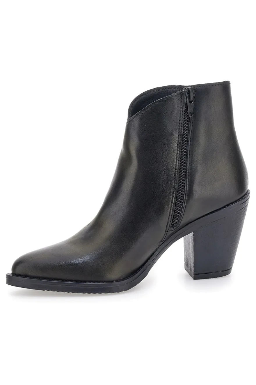 Stivaletti neri in vera pelle con tacco alto squadrato Pittarello glam 6326400