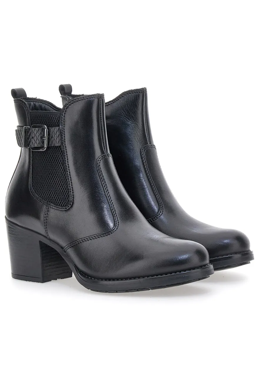 Stivaletti neri in vera pelle con tacco a blocco PITTARELLO CLASS 3047