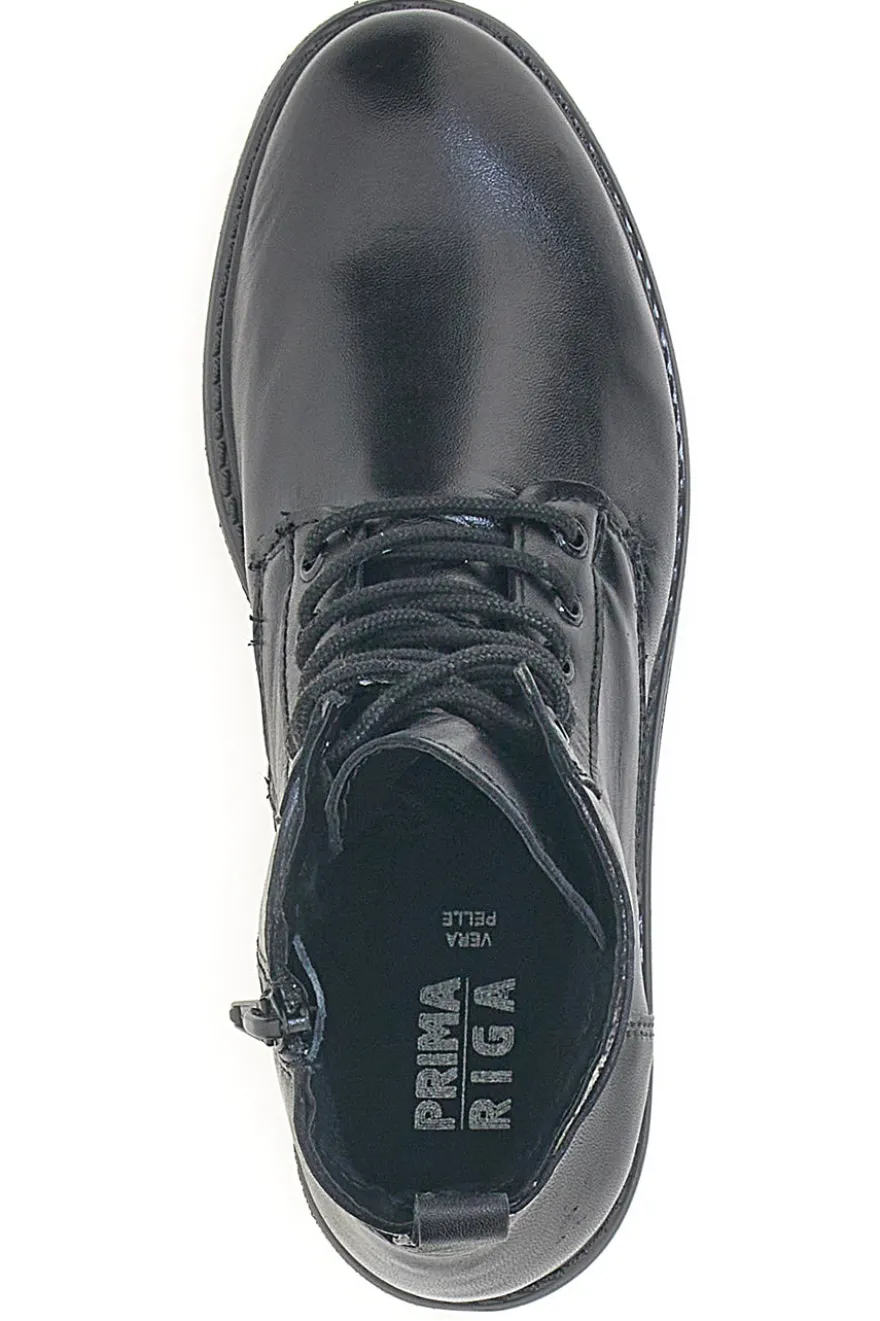 Stivaletti neri stringati in vera pelle Prima Riga CS07LIEGI