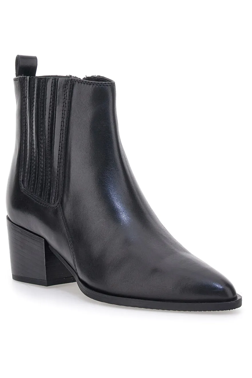 Stivaletti Neri Vera Pelle Con tacco a Blocco Pittarello Glam 54240